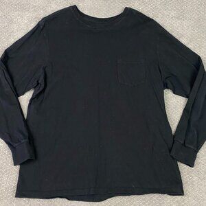 American Giant T Shirt Men's XL Black Cotton Long Sleeve Pocket T Shirt